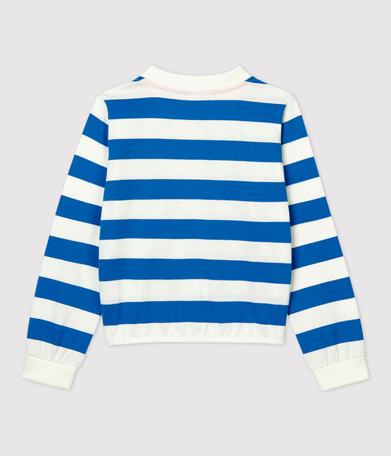 Cardigan en coton enfant fille bleu RUISSEAU/blanc MARSHMALLOW